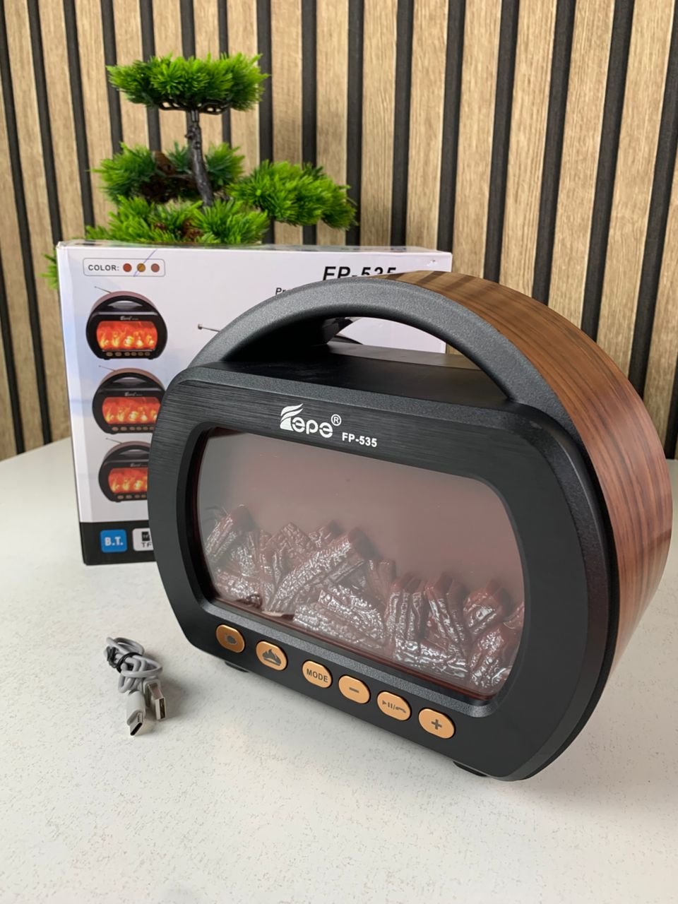 Haut Parleur Bluetooth sans fil Motif Flamme Style Rétro FP-535 – مكبر صوت بلوتوث - الصورة 3