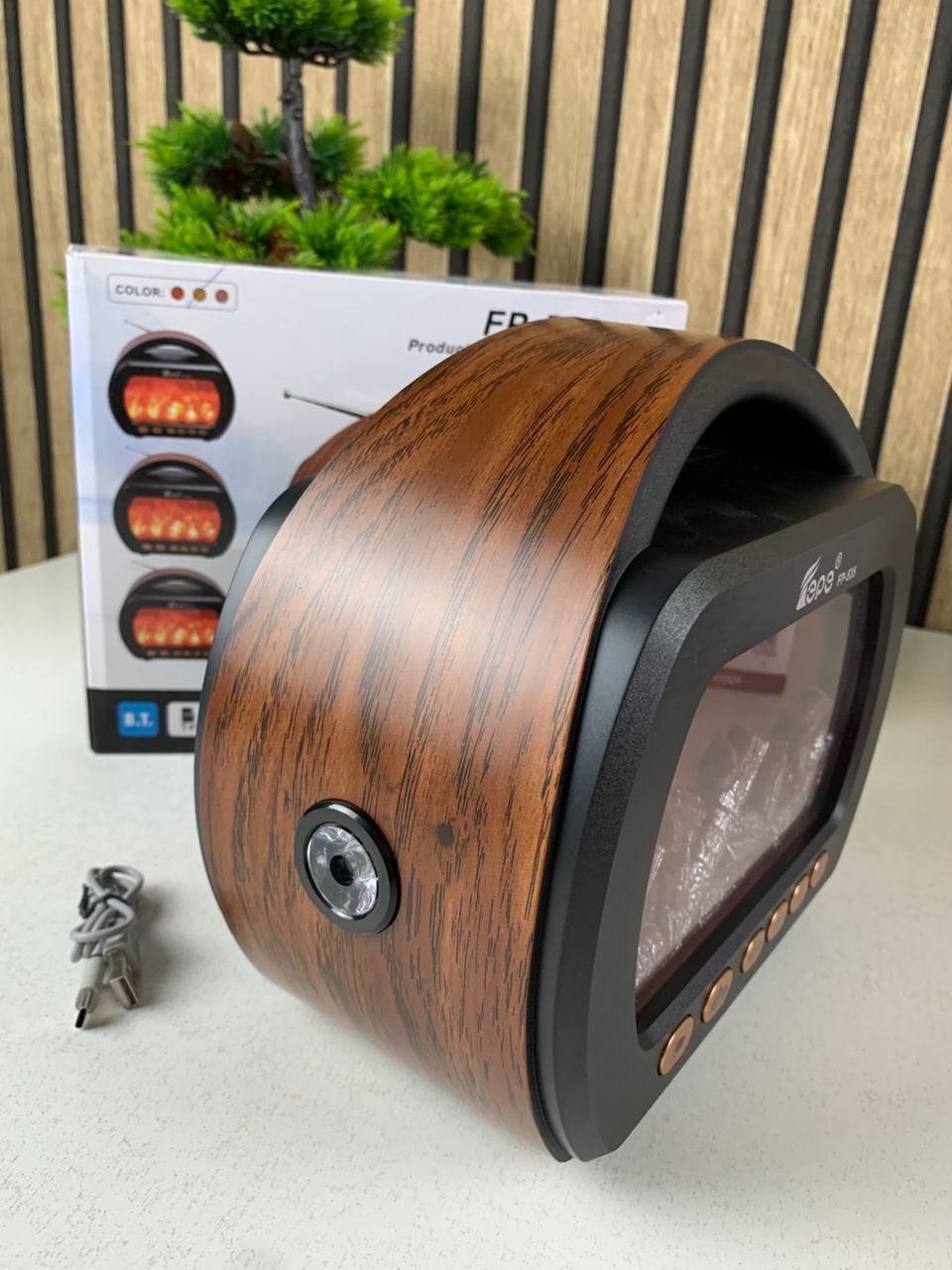 Haut Parleur Bluetooth sans fil Motif Flamme Style Rétro FP-535 – مكبر صوت بلوتوث - الصورة 2