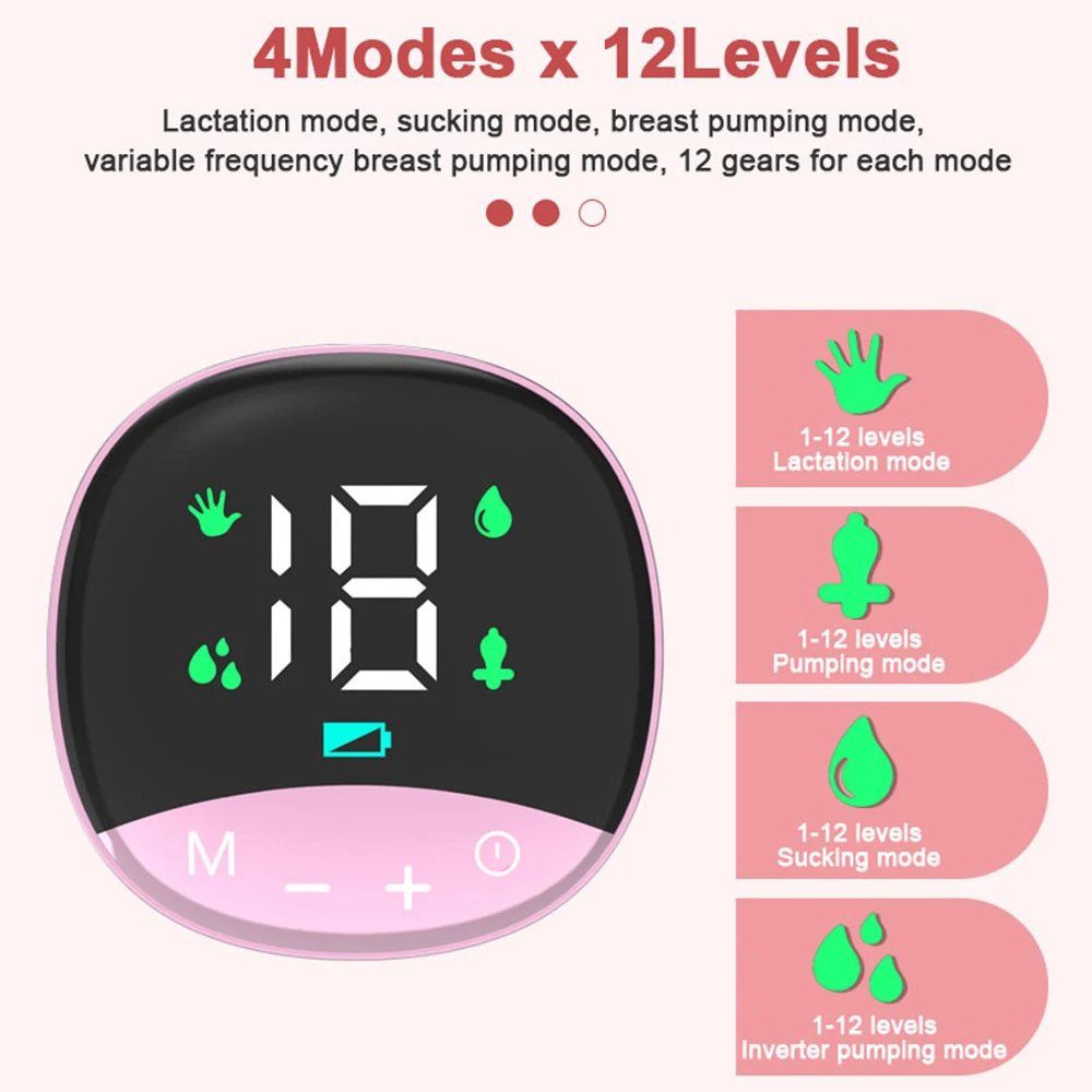 Tire-lait Électrique Intégré Mains Libres pour Allaitement, 4 Modes et 12 Réglables, Faible Bruit MY-374 - الصورة 2