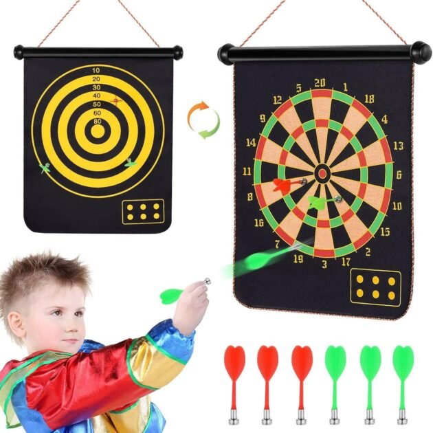 لوحة رمي سهام مغناطيسية مع 6 سهام مزدوجة الجوانب