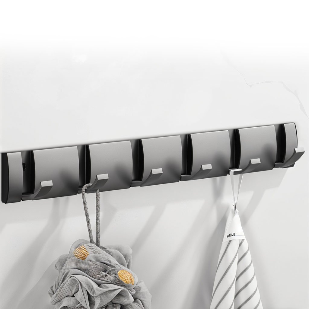 علاقة ملابس معدنية مثبتة على الحائط مزودة ب 6 - الصورة 2