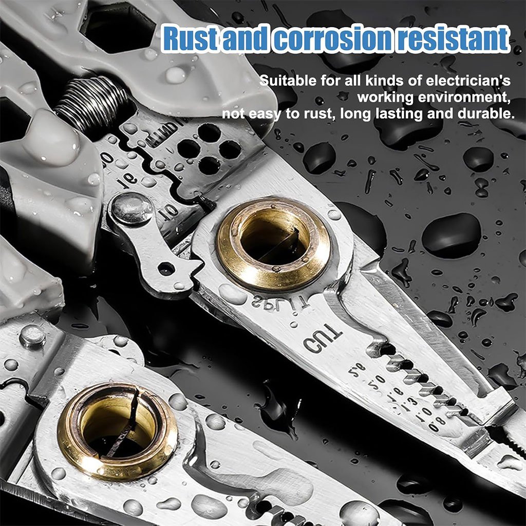 Pince à Dénuder Multifonction de 17,8 cm 9-en-1 Outil à Dénudage Pour Électriciens Professionnel - الصورة 2