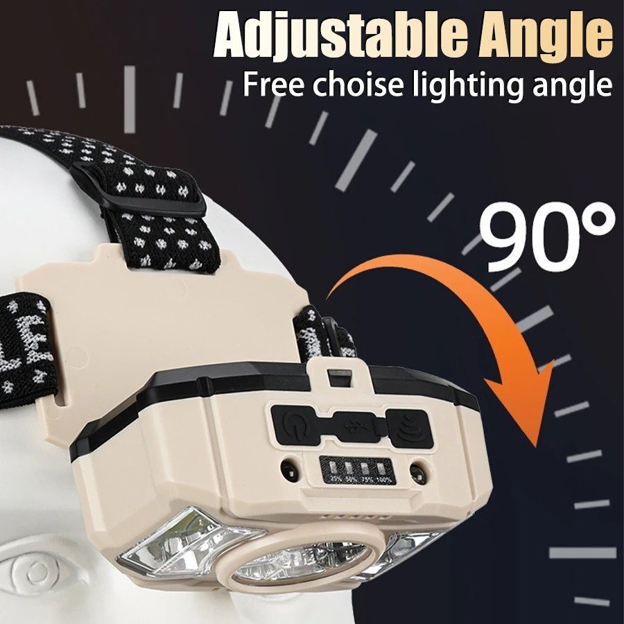 مصباح رأس بتقنية قابل لإعادة الشحن عبر منفذ مع - الصورة 4