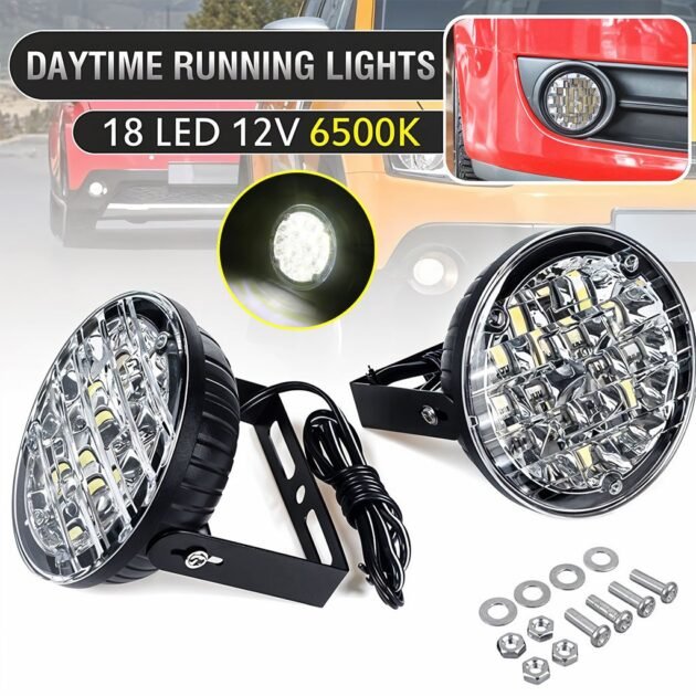 مصابيح ضباب ثنائية القطع 12 فولت 18 ليد لجميع