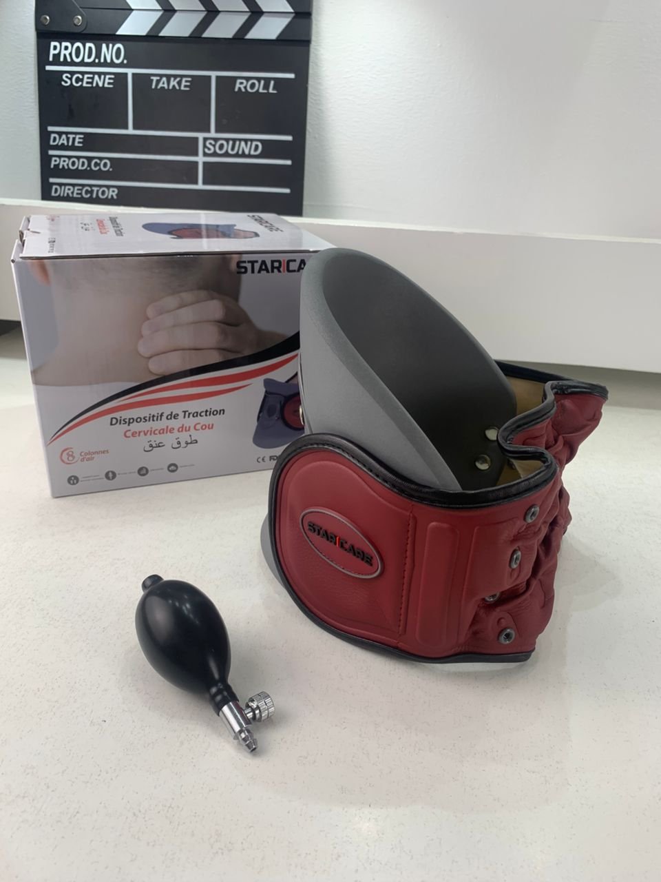STARICARE Civière de cou gonflable et rétracteur de traction cervicale avec pompe – أداة تصحيح وضعية العنق - الصورة 3