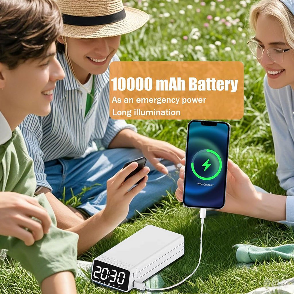 مصباح مكتبي لاسلكي قابل لإعادة الشحن مزود بساعة منبه - الصورة 5