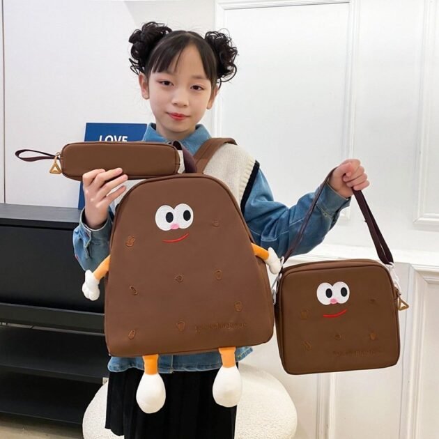 طقم حقائب مدرسية من ثلاث قطع بتصميم كاواي للمراهقين