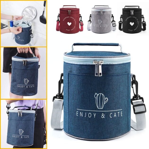 حقيبة غداء معزولة محمولة مزودة بحزام للكتف