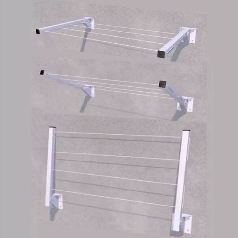 مجفف ملابس قابل للطي يُثبت على الحائط مزود بحبل - الصورة 3