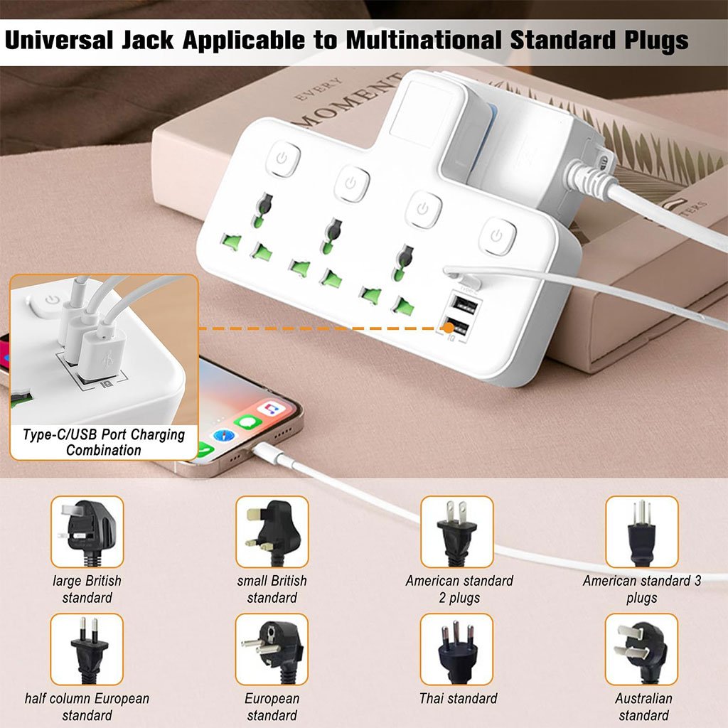Multiprise Murale LED avec 2 ports USB-A et 1 port USB-C (charge rapide) – مقبس طاقة مقبس طاقة مع منافذ شحن - الصورة 6