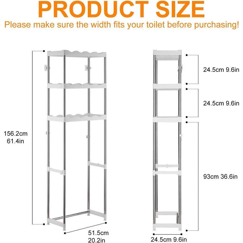 رف حمام ثلاثي الطبقات فوق المرحاض - الصورة 6