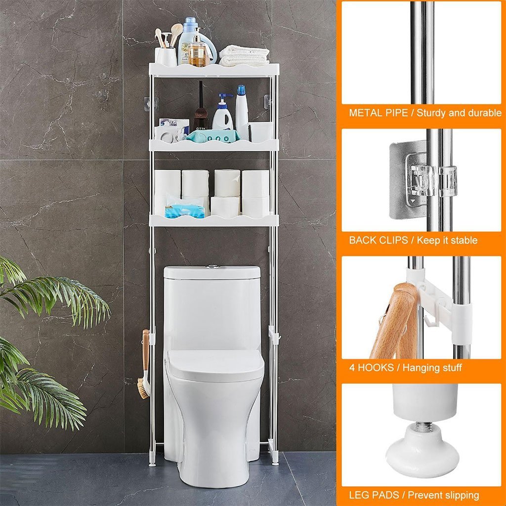 رف حمام ثلاثي الطبقات فوق المرحاض - الصورة 5