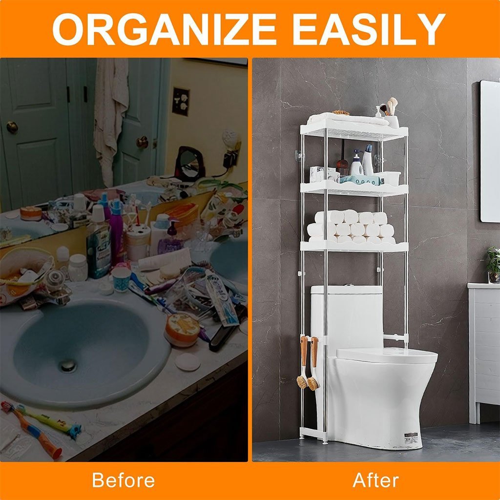 رف حمام ثلاثي الطبقات فوق المرحاض - الصورة 3