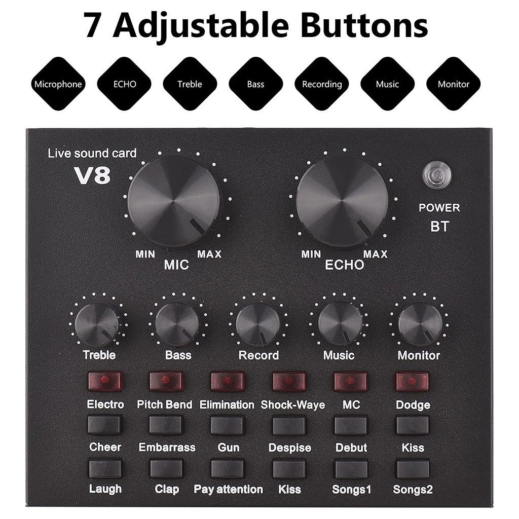 بطاقة صوت خارجية للبث المباشر V8 مع مجموعة ميكروفون - الصورة 4