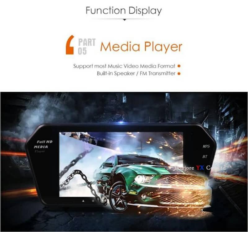 Rétroviseur écran LCD TFT 7 pouces MP5 bluetooth 1024P - الصورة 5