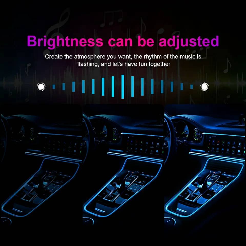 Bande lumineuse Fibre optique Led fluo RGB USB pour intérieur de voiture - الصورة 5