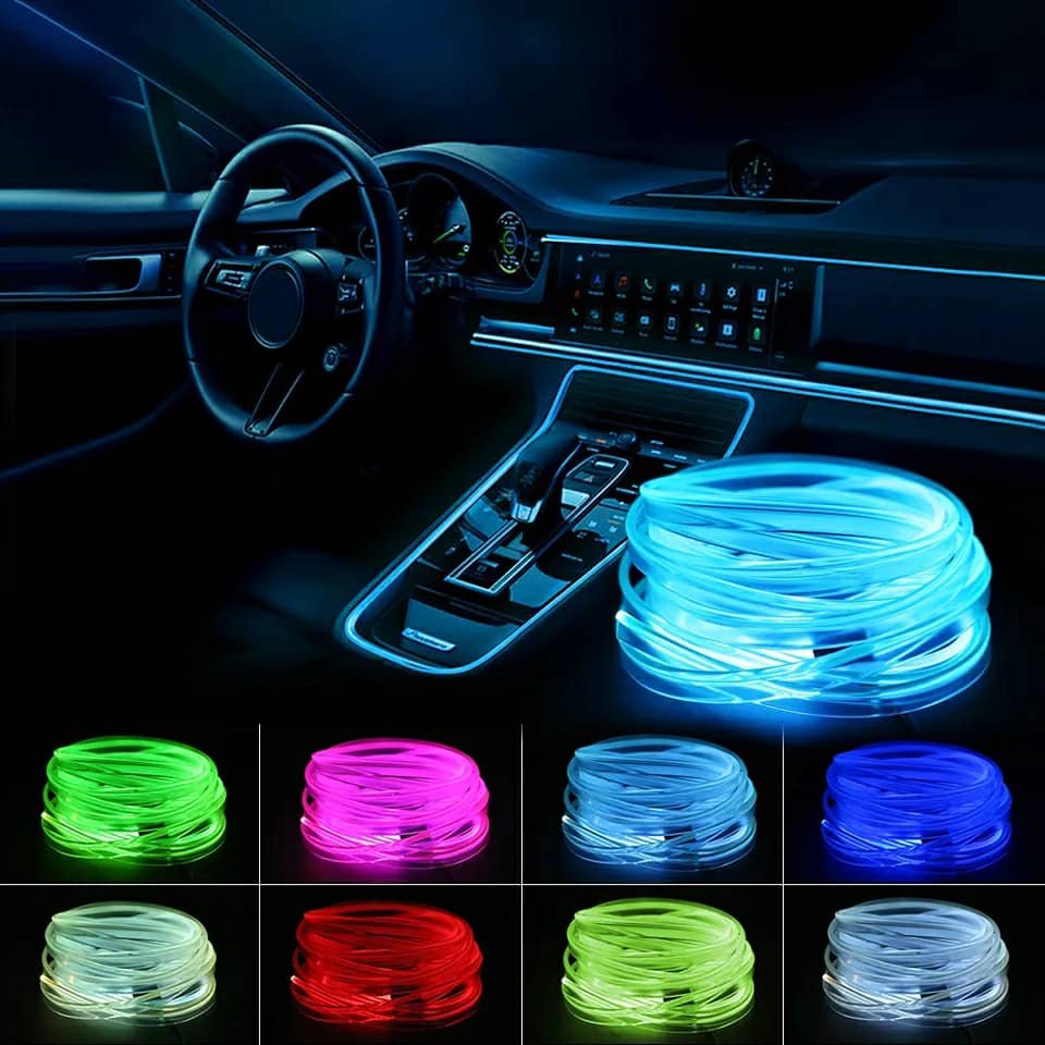 Bande lumineuse Fibre optique Led fluo RGB USB pour intérieur de voiture - الصورة 7