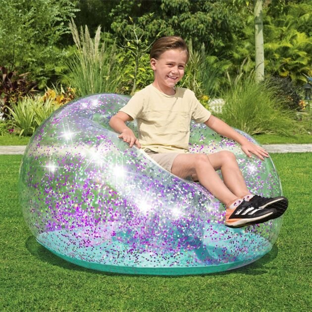 كرسي أحلام عملاق قابل للنفخ مزين بالترتر