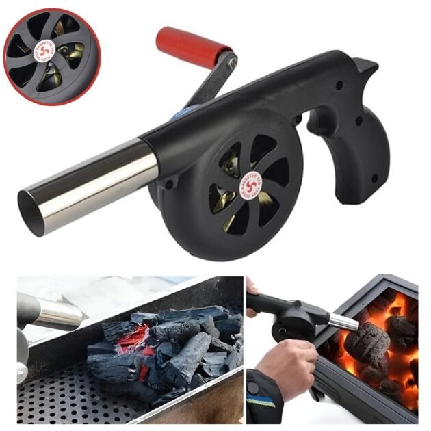 منفاخ هواء يدوي لشواية نار المخيم مع ذراع تدوير
