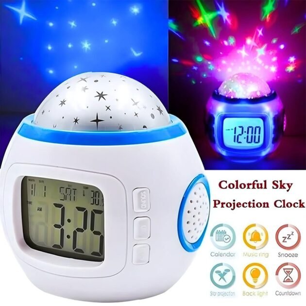 ساعة منبه رقمية مزودة بإسقاط النجوم