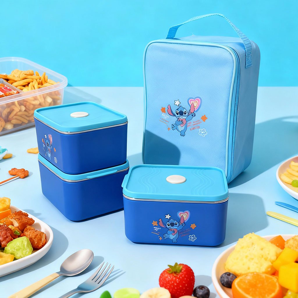 Lunch Box avec Sac Isotherme Design Cartoon 3 Compartiments Alimentaires – حافظة أطعام للأطفال 3 طبقات - الصورة 6