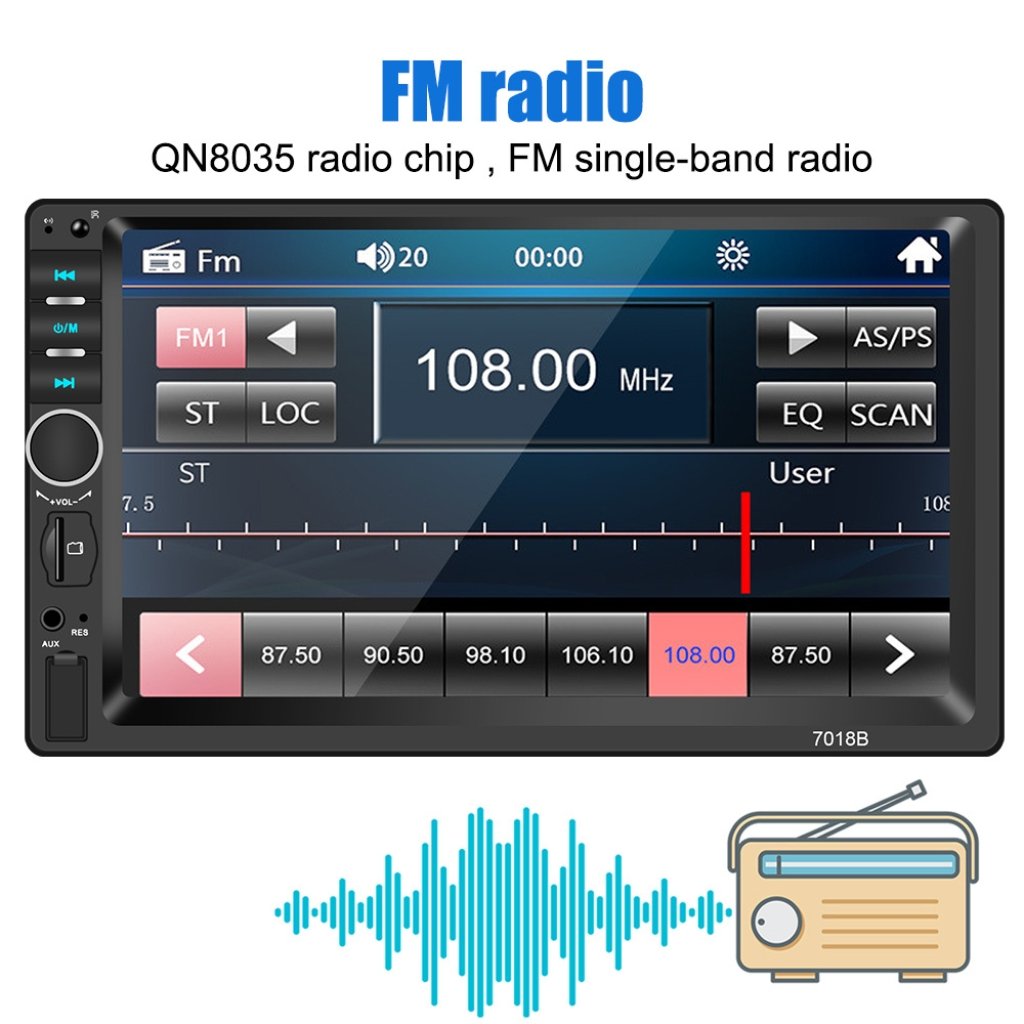 DVD Mp5 Auto-radio écran tactile 7 Pouce Bleutooth. USB AUX .CARD SD. Standard - الصورة 6