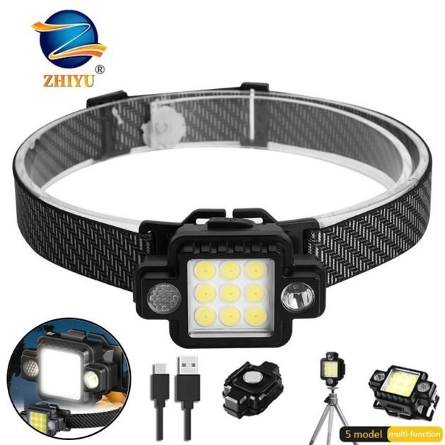 Lampe frontale Portable COB+XPG multifonctionnelle