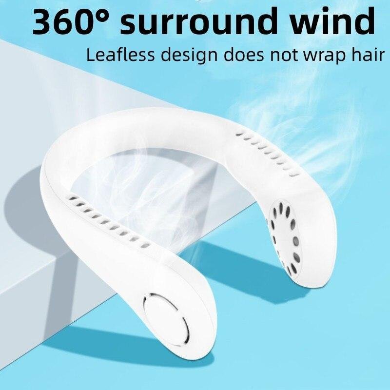 Ventilateur de cou portable 3 vitesses rechargeable USB, - الصورة 3