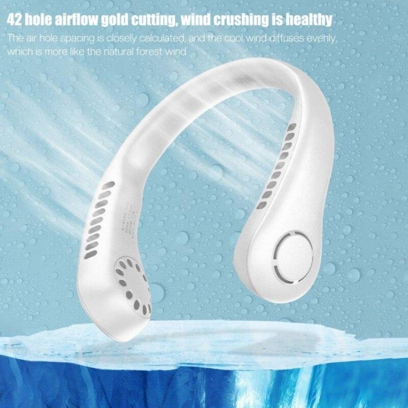 Ventilateur de cou portable 3 vitesses rechargeable USB, - الصورة 2
