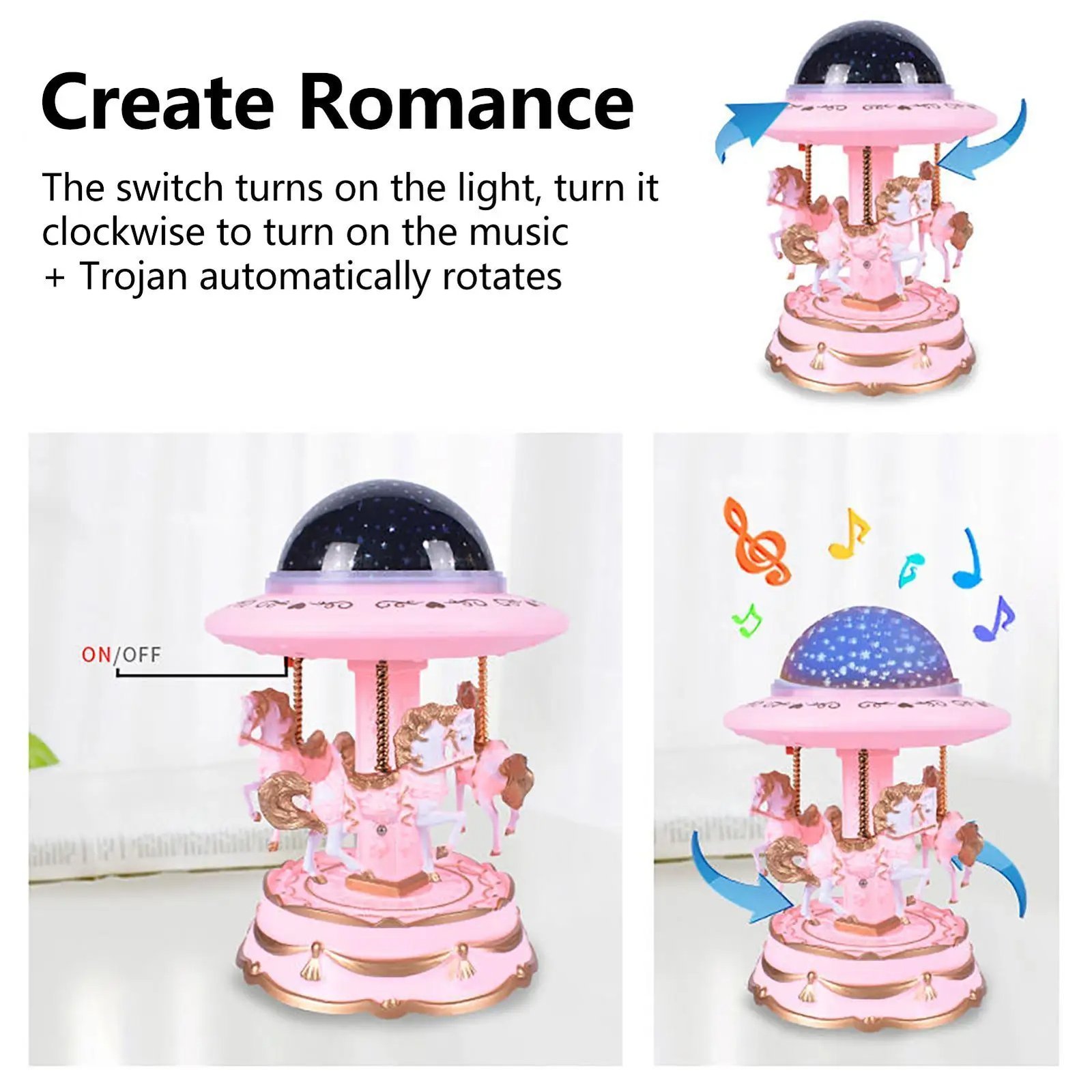 Carrousel Music Box avec projecteur ciel étoilé - الصورة 3