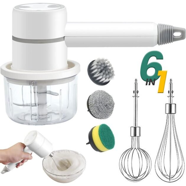 Batteur de Cuisine 6en1 Multifonction avec Plusieurs Têtes – جهاز تحضير الطعام وفرشاة تنظيف