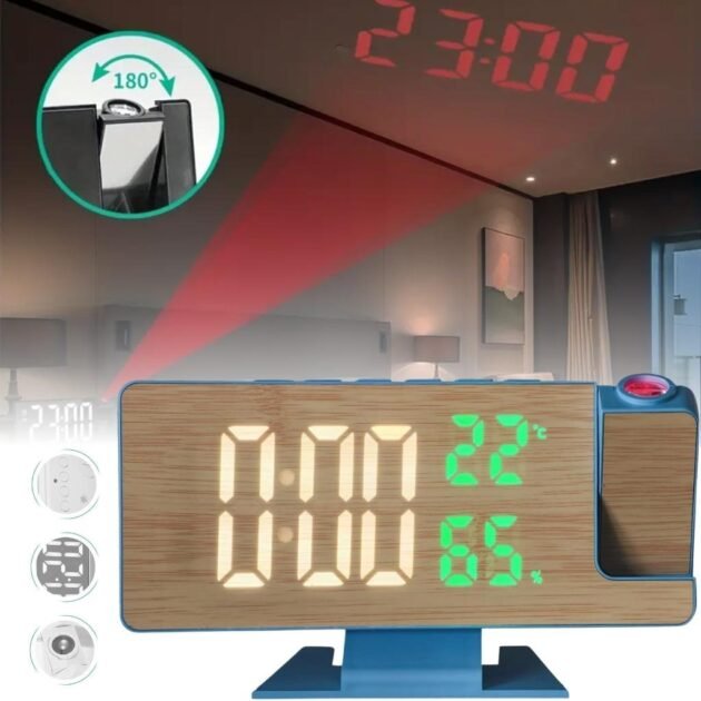 Horloge Numérique avec Projecteur LED – ساعة رقمية مع جهاز عرض