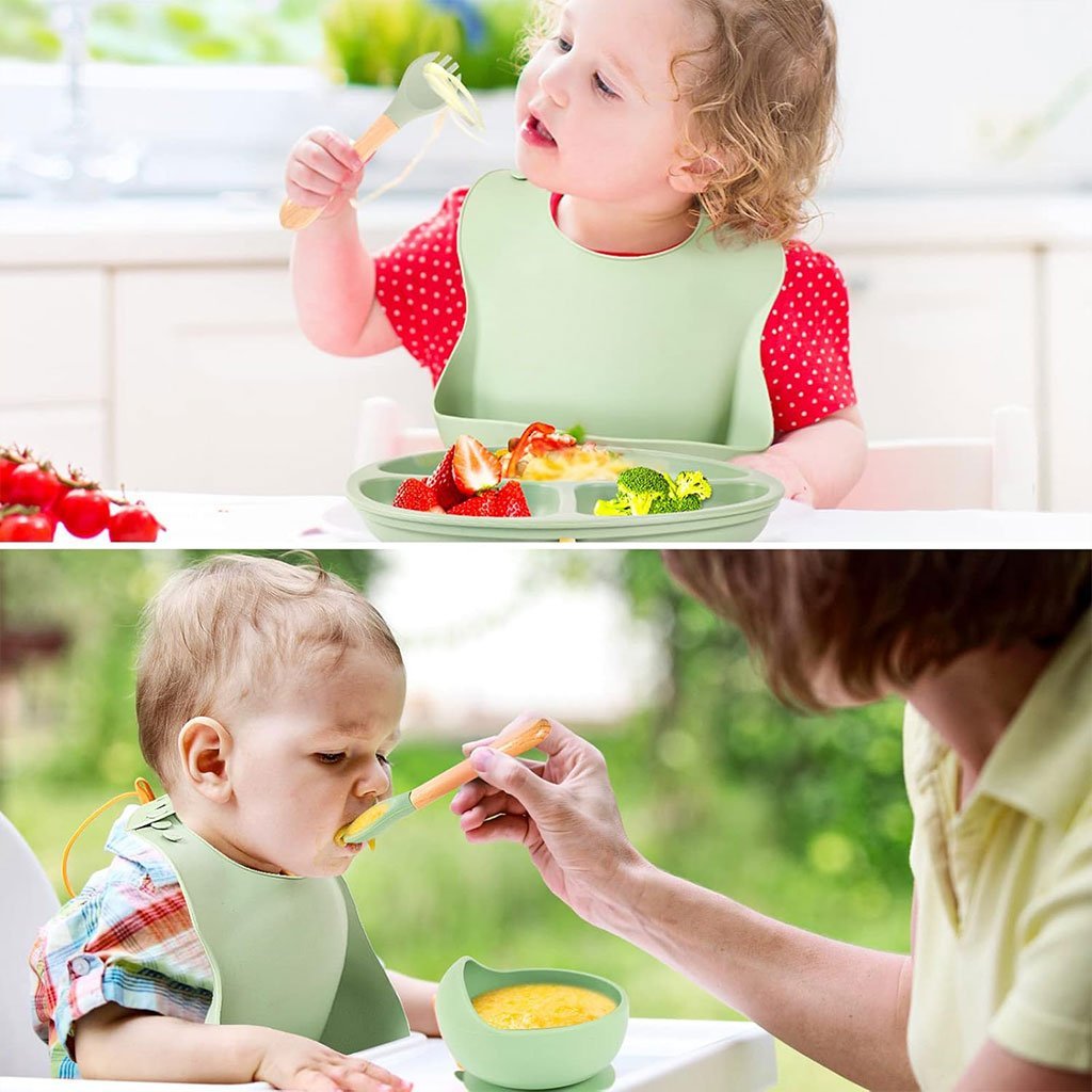 Lot de 6 accessoires d’alimentation en silicone pour bébé – طقم تغذية للأطفال - الصورة 3