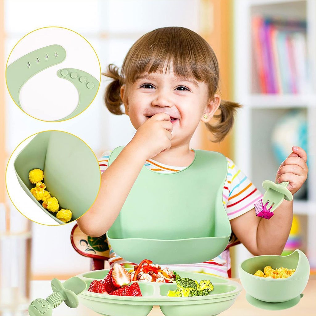 Lot de 6 accessoires d’alimentation en silicone pour bébé – طقم تغذية للأطفال - الصورة 4