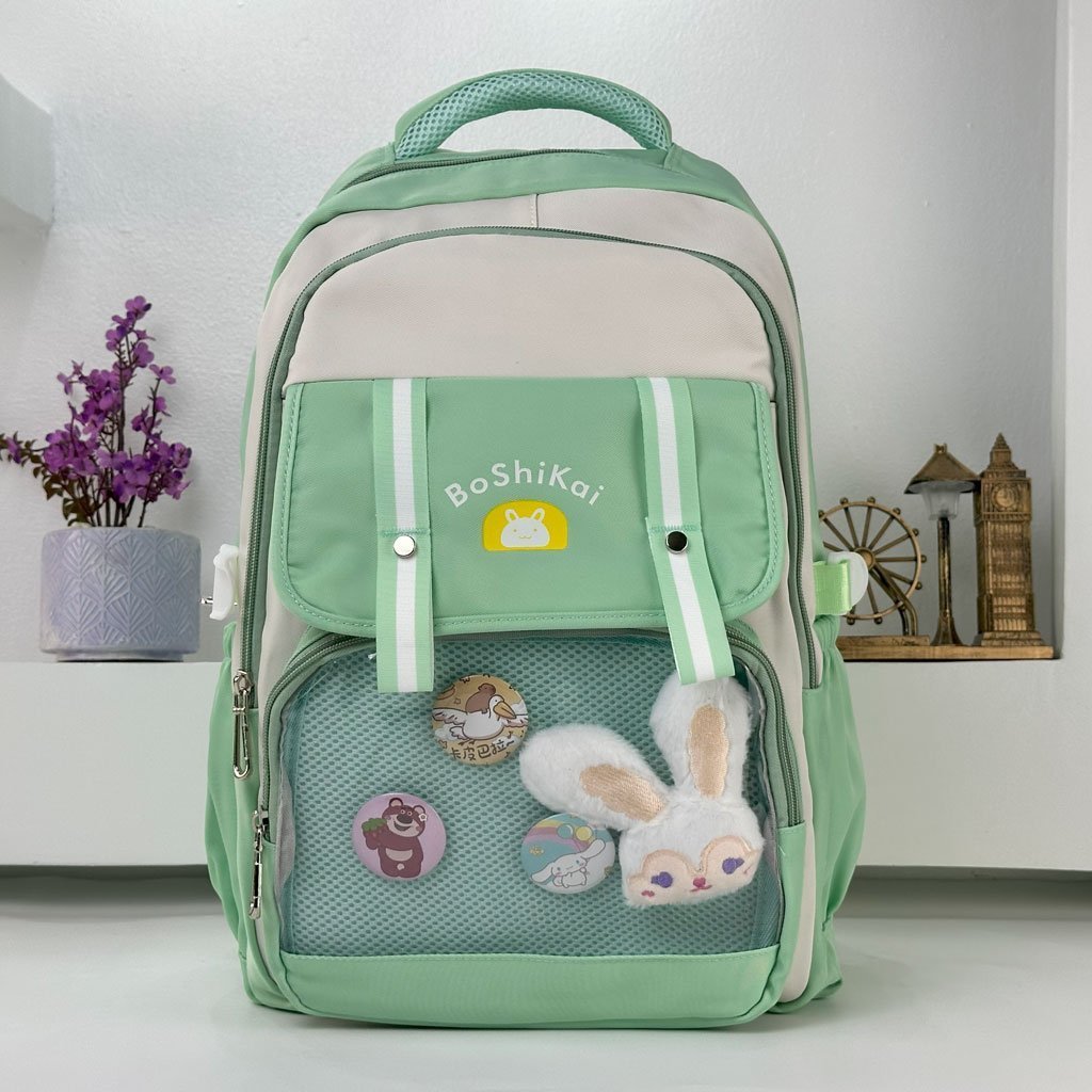 Sac à Dos Scolaire pour Enfants Style Kawaii BoShiKai Vert – حقيبة ظهر مدرسية للأطفال أخضر - الصورة 2