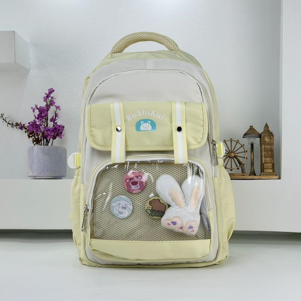 Sac à Dos Scolaire pour Enfants Style Kawaii BoShiKai Jaune – حقيبة ظهر مدرسية للأطفال أصفر - الصورة 2
