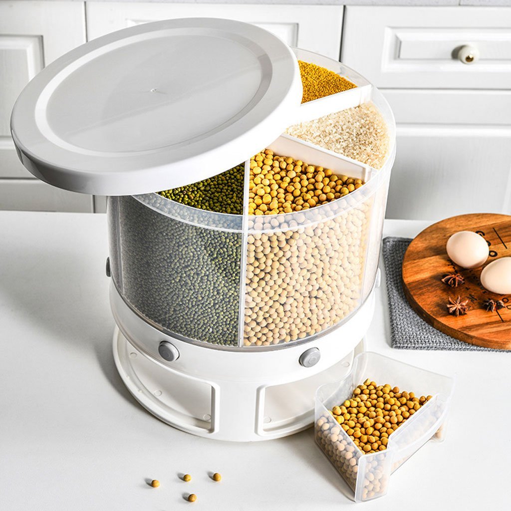 Distributeur de nourriture, récipient de stockage de céréales rotatif 360 degrés - الصورة 5