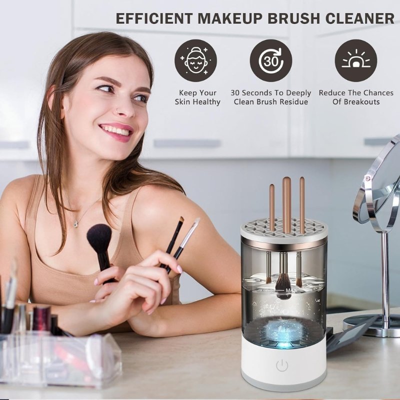 Machine de nettoyage de pinceaux maquillage électrique portable 3en1 - منظف ومجفف فرش المكياج الأوتوماتيكي - الصورة 5
