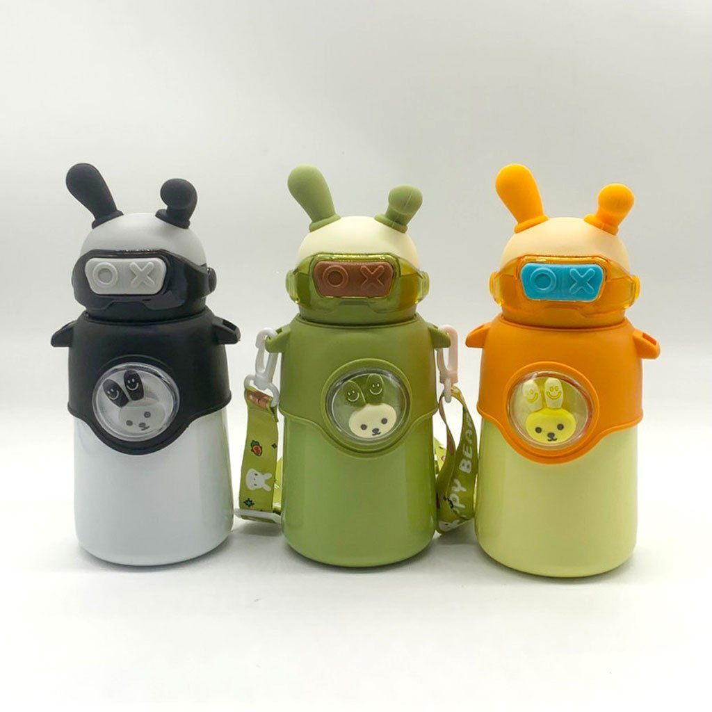 Bouteille Thermos en Acier Inoxydable 500 ml avec Paille, Motif Lapin pour Enfants - الصورة 6