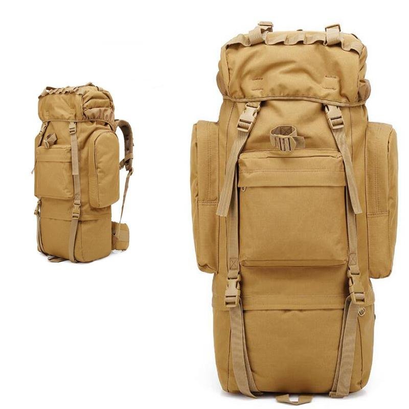 Sac à dos Randonnée professionnel en toile de Camouflage étanche à double épaule 90 L – kaki - الصورة 2