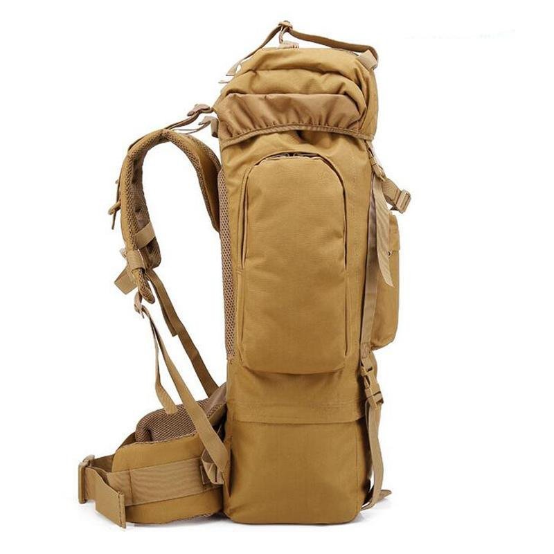 Sac à dos Randonnée professionnel en toile de Camouflage étanche à double épaule 90 L – kaki - الصورة 3