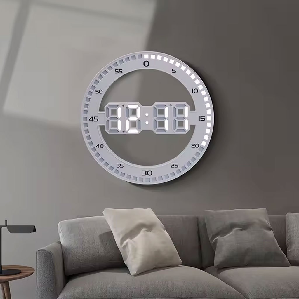 Horloge Murale et Réveil Affichage des Chiffres LED - الصورة 4