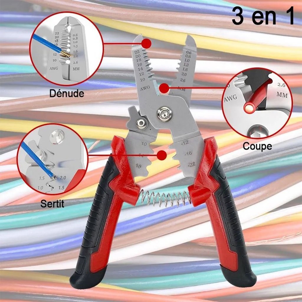 Coffret de sertissage 3en1 avec cosses 22-10 AWG – 170 pièces pour l’électricien - الصورة 6