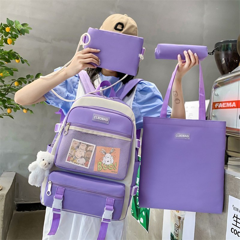 Ensemble de sacs d’école Kawai pour adolescents 4Pcs V3 CLBD Mauve – محفظة 4 قطع كاواي بنفسجي - الصورة 4