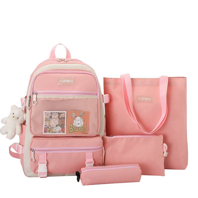 Ensemble de sacs d’école Kawai pour adolescents 4Pcs V3 CLBD Rose – محفظة 4 قطع كاواي وردي - الصورة 4