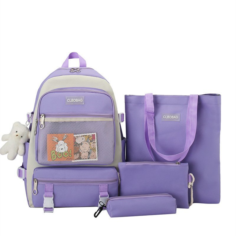 Ensemble de sacs d’école Kawai pour adolescents 4Pcs V3 CLBD Mauve – محفظة 4 قطع كاواي بنفسجي - الصورة 3