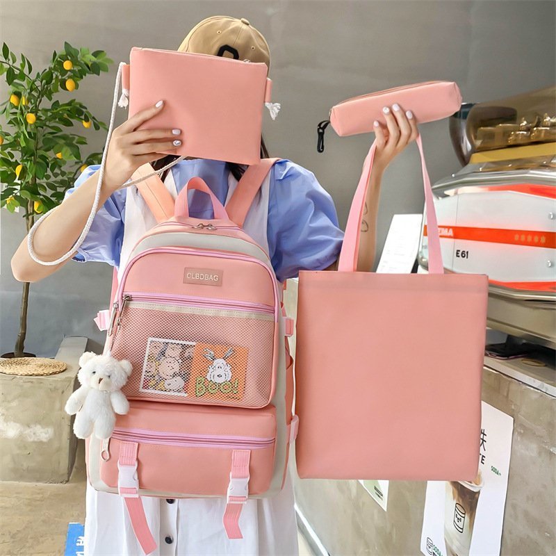 Ensemble de sacs d’école Kawai pour adolescents 4Pcs V3 CLBD Rose – محفظة 4 قطع كاواي وردي - الصورة 3