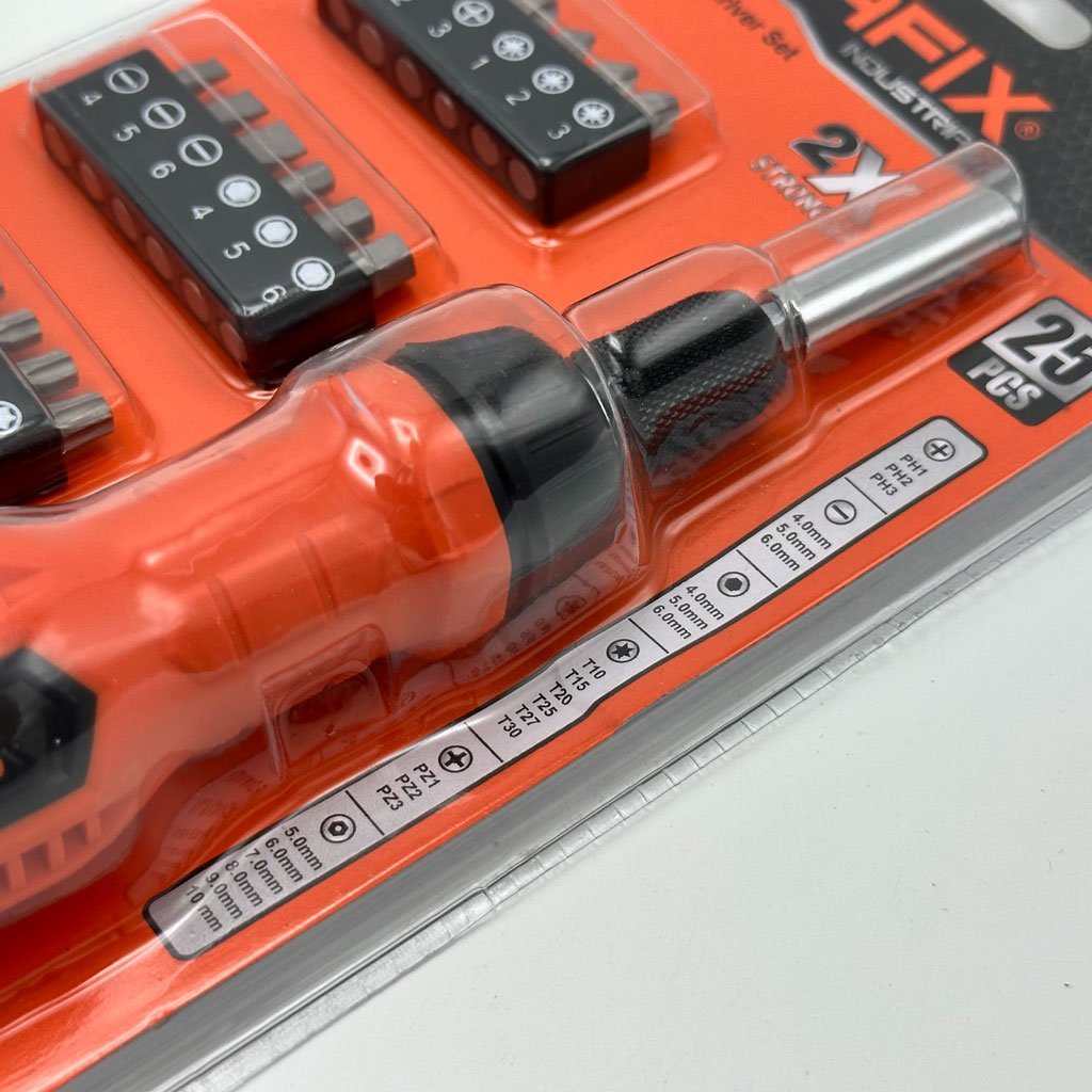 مطقم مفك براغي من 25 قطعة – Tournevis Cliquet SOMAFIX SFX5358 Coffret 25 Pièces en Acier Cr-V - الصورة 4