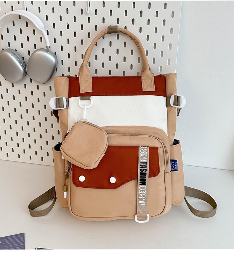 Ensemble de sacs d’école Kawai pour Enfants 2Pcs Avec Pochette Beige – محفظة 2 قطع كاواي مع محفظة صغيرة بيج - الصورة 2