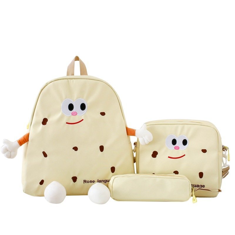 Ensemble de sacs d’école Kawai pour adolescents 3Pcs Language Jaune – محفظة 3 قطع كاواي أصفر - الصورة 4